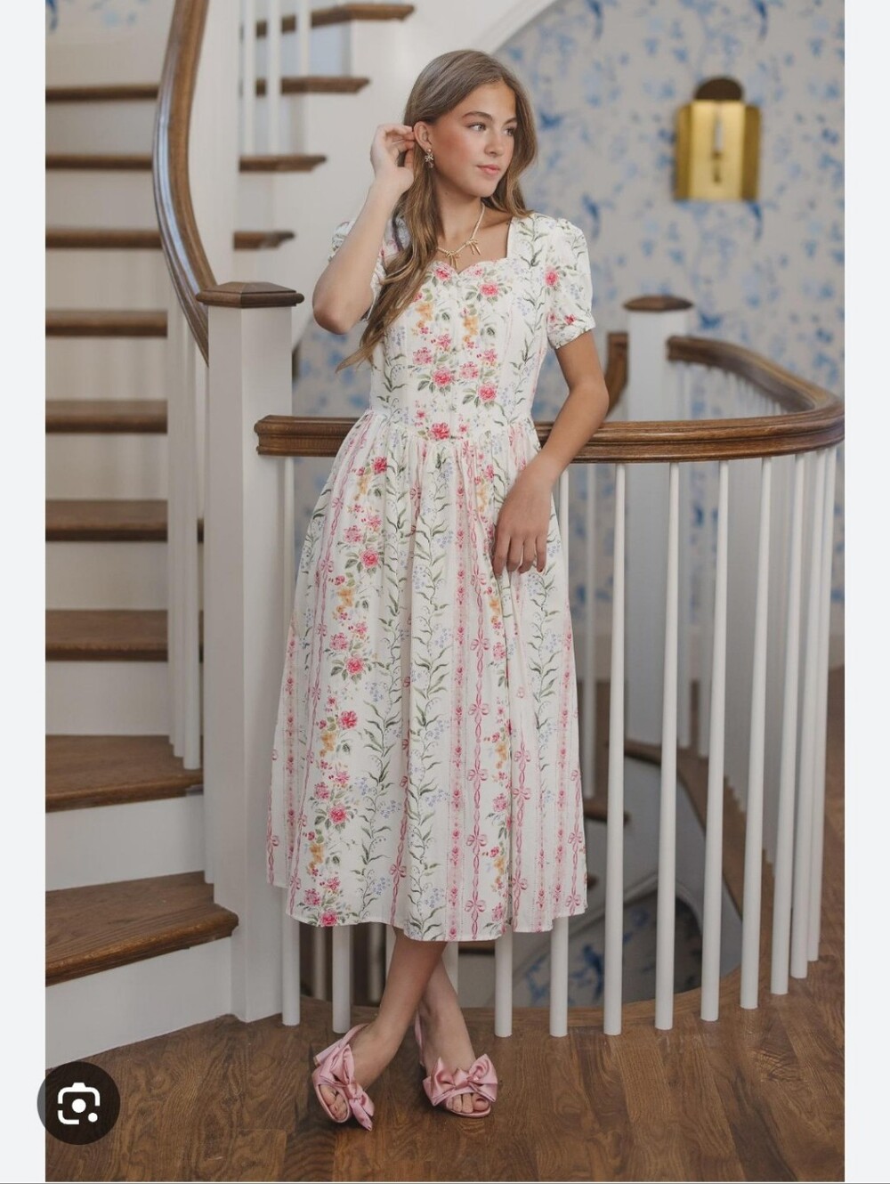 Ivy City X Cara Fox Dress Maybelle Dress in Floral Stripes